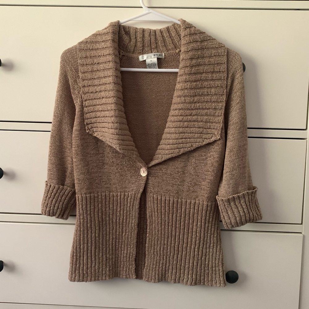 Collared 3/4 Sleeve Cardigan